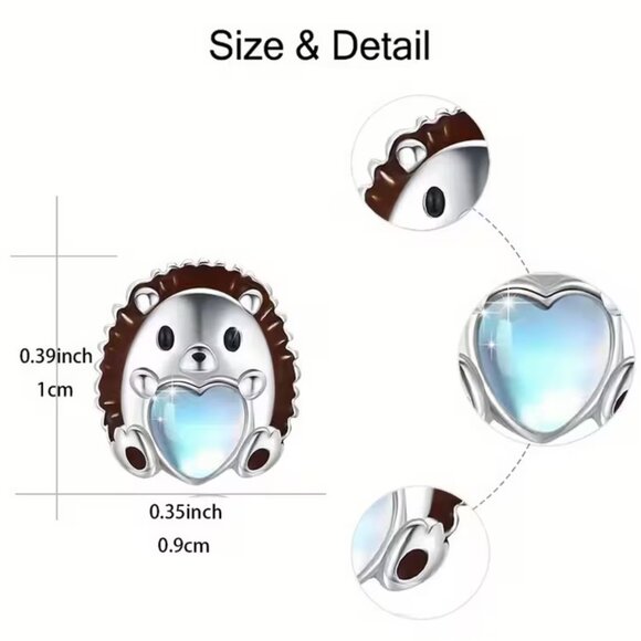 🌺 🌺 🌺Tiny Hedgehog Blue Heart Stud Earrings - Picture 3 of 4